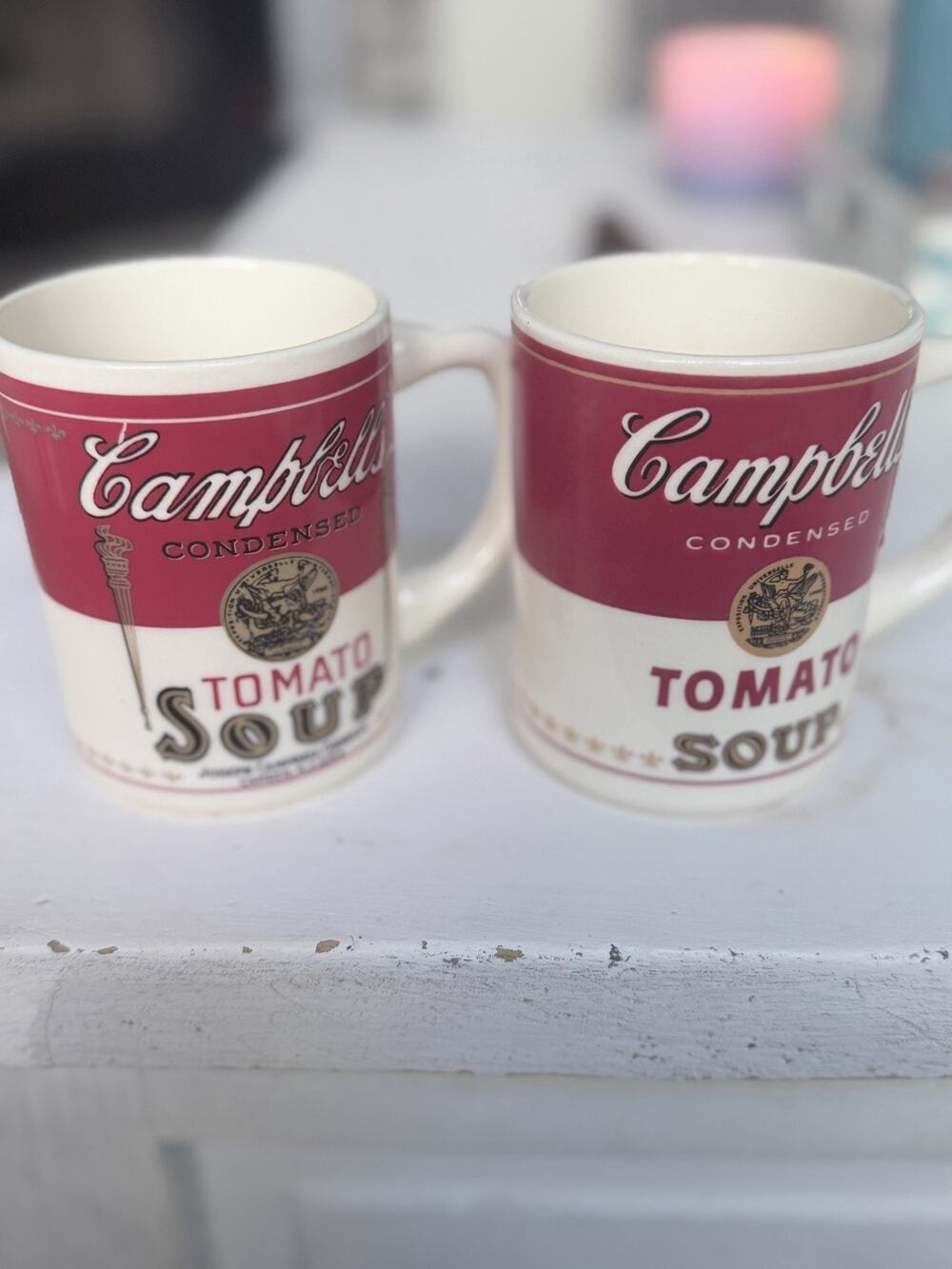 Campbell’s Tomato Soup Exposition Universalle 1900 Worlds Fair USA 2 Pk Mugs